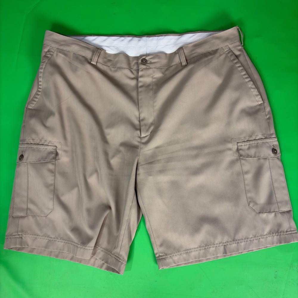 Island Republic Cargo Shorts Mens 40 Tan Herringbone Flat Front Utility Khaki